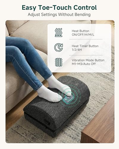 Snailax Heated Foot Rest for Under Desk at Work, Foot Stool with Vibration Massage, 3 Heat Levels, Ergonomic Memory Foam Feet Warmer Heater - color: B.black