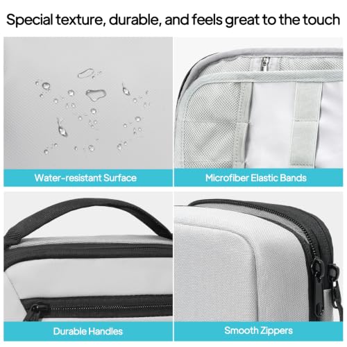 TOPEAST Expandable Cable Organizer Bag, Large Capacity Tech Pouch Electronics Travel Organizer Case, Waterproof Tech Essentials Storage Bag for Men, Charger, Cord, Mouse, Office Desk, Grey