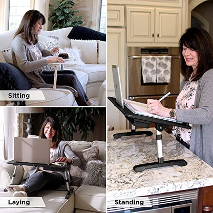Limitless TotalDesk Portable Modern Workstation and Lap Desk with Adjustable Height & Tilt (Black) - color: Black