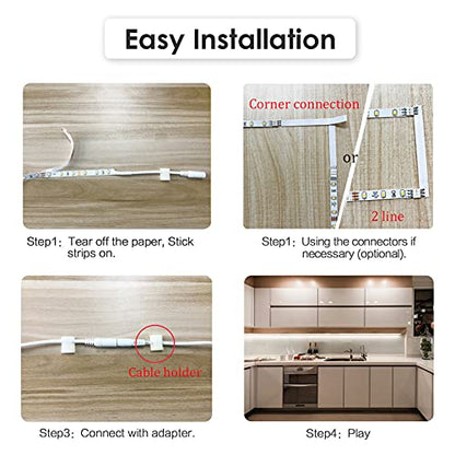 WOBANE White Under Cabinet Lights,8 PCS 20inch LED Strip Light with Remote - color: White