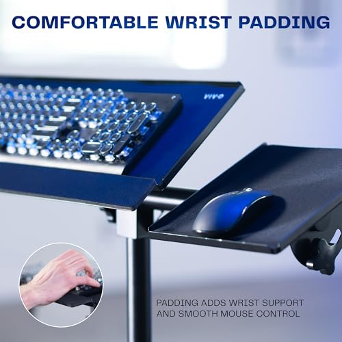 VIVO Black Mobile Keyboard Tray and Mouse Pad Cart, CART-KB1A