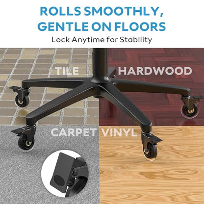 WEWILL Office Chair Wheels - Rubber Casters Replacement Universal Fit 98% Chair(Set of 5) Heavy Duty 3 Inch Smoothly & Quietly Safe for All Floor, Hardwood, Tile, Carpet, Noise Free - Transparent - color: Transparent