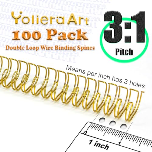 3:1 Pitch 3/4" Metal Twin Loop Binding Wire Coils 180 Sheet Capacity | Black, 34 Loops, YolieraArt 100 Pack Double Loop Bindings for School Office Notebook Maker, Spiral Coils for Book Binding - size: 100P, 3:1 Pitch, Black, style: 3/4 Inch (180 Sheet Cap