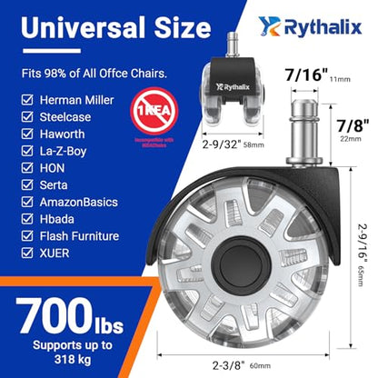2.5" Office Chair Wheels Set of 5 - Desk Chair Caster Wheels - size: 2.5 Inch