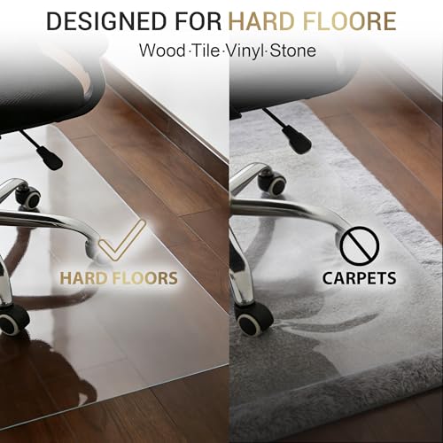 Heavy Duty Polycarbonate Chair Mat, 46" x 60" Large Clear Frosted PVC Floor Protector, Heavy Duty Chair Mat for Rolling Chairs, Wood and Tile Floors, Home Office - size: 46 × 60 in
