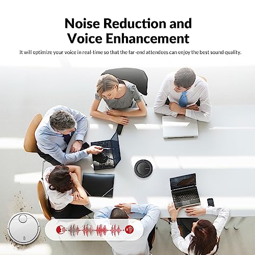 Conference Speakerphone, Daisy Chain up to 9 Speakerphones for 50 People | USB/Bluetooth Speaker with 4 Mics AI Noise Cancellation 360° Voice Pickup for Zoom,Teams,Conference Call Large Meeting Room