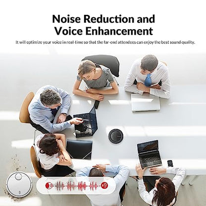 Conference Speakerphone, Daisy Chain up to 9 Speakerphones for 50 People | USB/Bluetooth Speaker with 4 Mics AI Noise Cancellation 360° Voice Pickup for Zoom,Teams,Conference Call Large Meeting Room