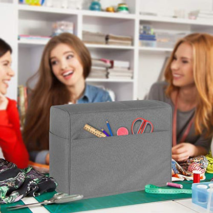Luxja Sewing Machine Dust Cover Compatible with Brother & Singer, Gray | Cover with Pockets for Extra Accessories - color: Gray