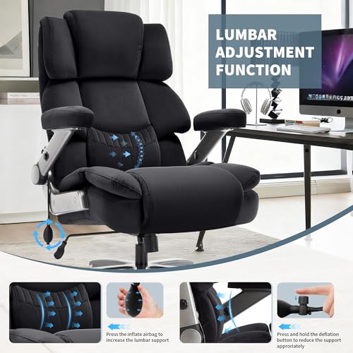700lbs Big and Tall Office Chair, Large Heavy Duty Computer Desk Chair - color: Black-fabric