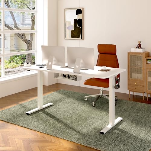 FLEXISPOT EN2 40"x24" Whole-Piece Standing Desk with Power Strip, White - color: White Top + White Frame, size: 40x24"