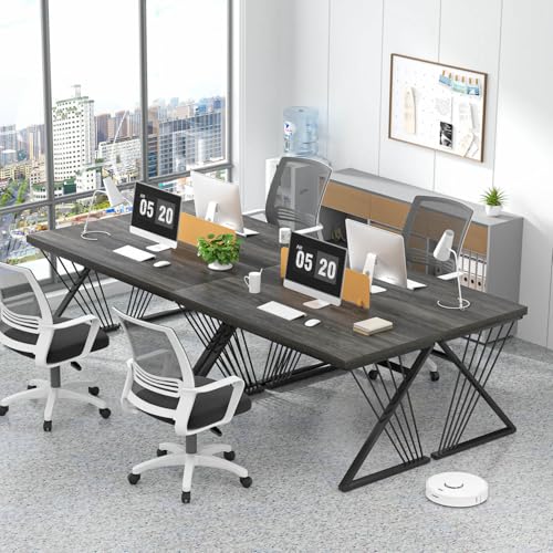 Modern Home Office Desk, Rustic Wood and Metal Computer Desk, Writing Study Gaming Table PC Desks for Living Room Bedroom, Industrial Dark Gray, 53 inch - color: Dark Gray, size: 53 Inch