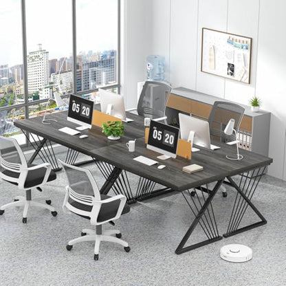 Modern Home Office Desk, Rustic Wood and Metal Computer Desk, Writing Study Gaming Table PC Desks for Living Room Bedroom, Industrial Dark Gray, 53 inch - color: Dark Gray, size: 53 Inch