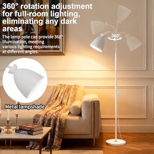 9W Tall LED Dimmable Gooseneck Floor Lamp 3-Color White - color: White Dimming
