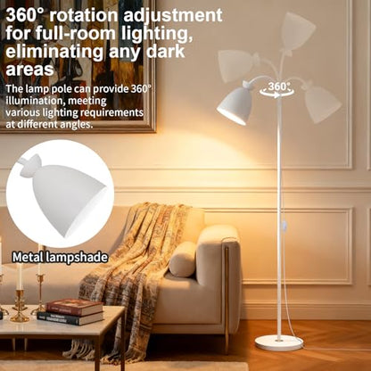 9W Tall LED Dimmable Gooseneck Floor Lamp 3-Color White - color: White Dimming