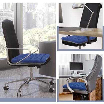 BUYUE Good Support Office Chair Cushion Padded, Soft Velvet Comfortable Non-Slip Seat Cushion for Computer Desk Kitchen Chair (1 Count, Blue) - color: Blue