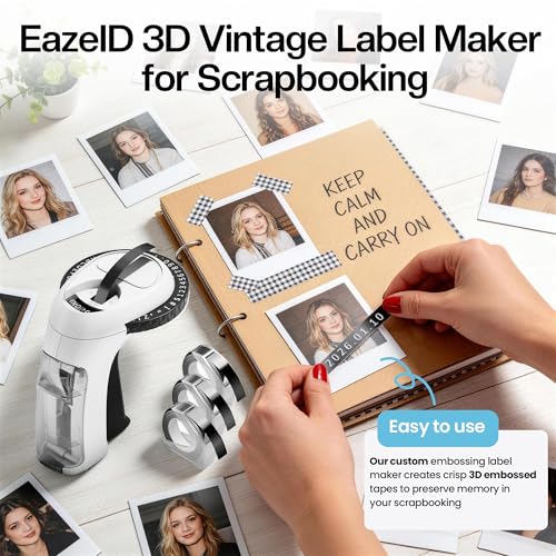 Embossing Label Maker with 8PK Color Tapes, Manual Embossed Label Maker Retro, Vintage Embosser Labeler 3/8 Inch 9mm 3D Waterproof-Labels for Scrapbooking Supplies Kids DIY Craft Home Office Use