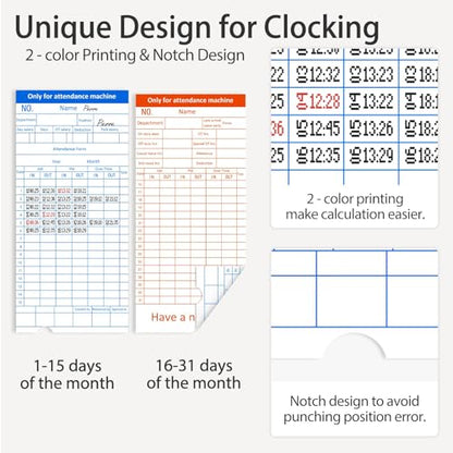 Time Clock with Passcode, Auto-Align Time Card Machine, 6 Punches per Day | Time Clock Punch Machine with 100 Time Cards, 2 Ink Ribbons(1 Inside) and 1 Rack - color: White
