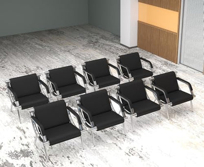 Kinsuite 1-seat Waiting Room Chairs - 8pcs Office Reception Chairs for Salon Barber Bench Airport Bank Hall PU Leather, Black - size: 1-seat*8