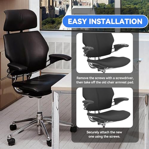 Arm Pads Replacement for Humanscale Freedom Office Chair | Only for Freedom Height Adjustable Arm Chair, Black, 1 Pair