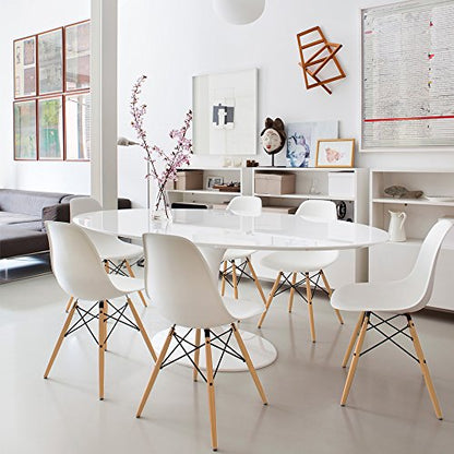 Furmax Modern Style Dining Chair Mid Century Modern DSW Chair, Shell Lounge Plastic Chair for Kitchen, Dining, Bedroom, Living Room Side Chairs Set of 4(White) - color: White