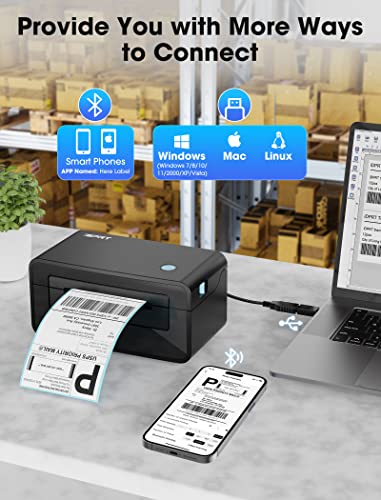 iDPRT Bluetooth Thermal Shipping Label Printer for Phone, 4x6, Supports Windows/Mac/iOS/Android, Ideal for Small Business and Shipping Packages (Renewed)