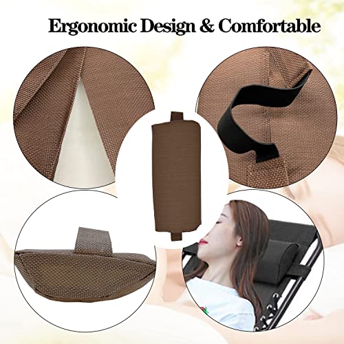 Ostlttyn Zero Gravity Chair Replacement Pillow Headrest with Elastic Band, Universal Soft Removable Padded Cushion Head Pillow for Zero Gravity Lounge Chair, Folding Patio Lawn Recliner Chair, Brown - color: Brown, size: 1 Pack