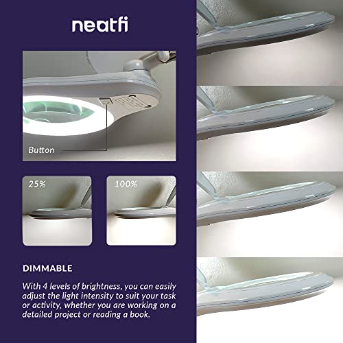 Neatfi LED Magnifying Lamp, 1200 Lumens, 5-Inch 8-Diopter Lens (White) - color: White, size: 8-Diopter