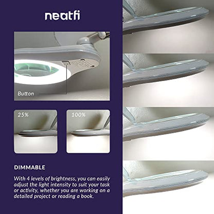 Neatfi LED Magnifying Lamp, 1200 Lumens, 5-Inch 8-Diopter Lens (White) - color: White, size: 8-Diopter