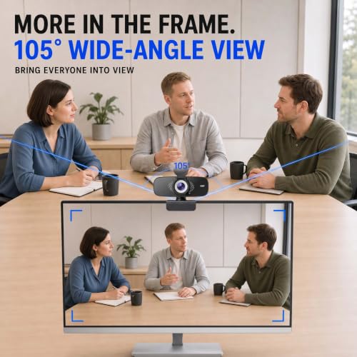 1080P Webcam with Microphone, Privacy Cover & USB-C Adapter