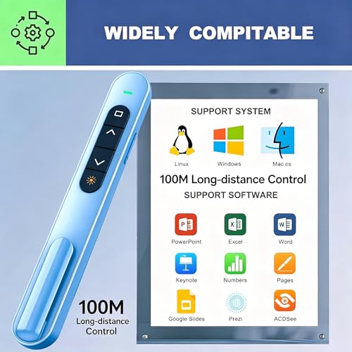 2026New Presentation Clicker for PowerPoint,RF 2.4GHz USB Wireless Presenter Remote with Volume Control,Slide Advancer for Mac,Windows,Laptop
