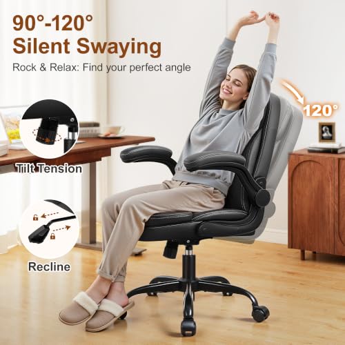 Office Desk Chair, Ergonomic Computer Chair with Unique Dual-Layer Support - color: Black