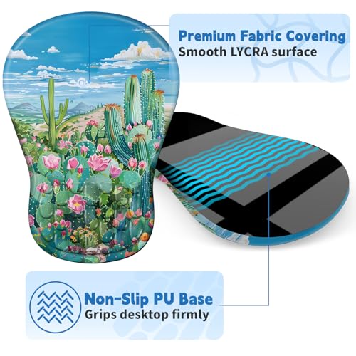 YIWEI Ergonomic Mouse Pad with Wrist Rest for Carpal Tunnel Pain Relief - color: Cactus