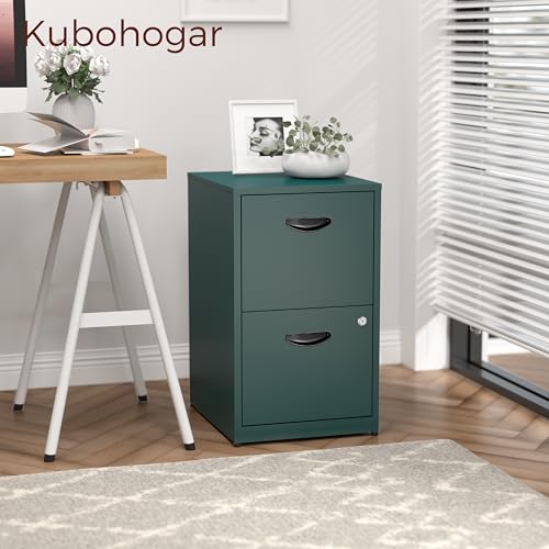 2 Drawer File Cabinet with Lock, Metal Filing Cabinet for Office | Small File Cabinets for Home Office, Under Desk Vertical File Cabinet Fit Hanging Files, Letter & A4 Documents - color: Green, style: 2 Drawers-Light Duty