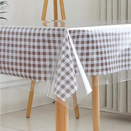 Kesfey Clear Plastic Table Cover Protector 70 x 70 Inch Vinyl Tablecloth | 100% Waterproof, PVC Square Transparent Sheet, Oil Spill Proof, Wipeable，for Dining Tables，Picnic Party,Holidays - size: 70" x 70" (Square)