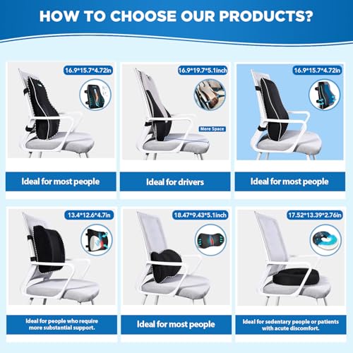 Gel Lumbar Support Pillow for Office Chair Car Gaming Chair Lower Back Pain Relief Back Support, Cooling Memory Foam Cushion for not stand the heat, 3D Mesh Cover Ergonomic Orthopedic Back Rest - size: Full Back Gel-17'*16'*5'