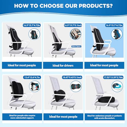 Gel Lumbar Support Pillow for Office Chair Car Gaming Chair Lower Back Pain Relief Back Support, Cooling Memory Foam Cushion for not stand the heat, 3D Mesh Cover Ergonomic Orthopedic Back Rest - size: Full Back Gel-17'*16'*5'
