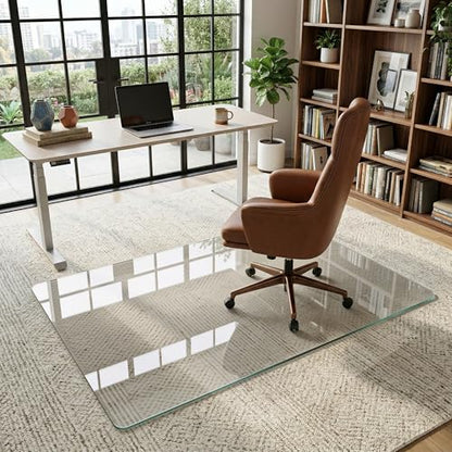 Office Chair Mat for Carpet & Hardwood, Upgraded 40" x 60" Dual Use Tempered Glass Chair Mat for Chair and Footrest Under Desk - size: 40"x60"