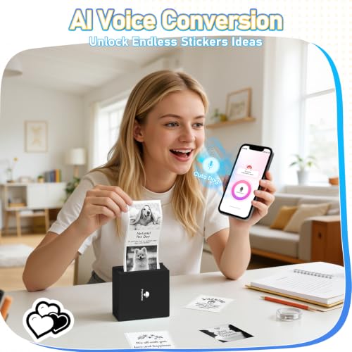 Phomemo Sticker Printer, Inkless Mini Thermal Sticker Printer Machine | Mini Sticker Printer, Mini Printer Sticker Maker, Mini Impresora Portátil, Sticker Printer Maker, Label Maker for Gifts - color: Black