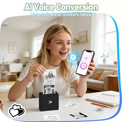 Phomemo Sticker Printer, Inkless Mini Thermal Sticker Printer Machine | Mini Sticker Printer, Mini Printer Sticker Maker, Mini Impresora Portátil, Sticker Printer Maker, Label Maker for Gifts - color: Black