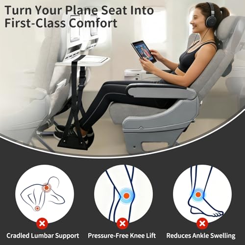 Airplane Foot Hammock for Flight, Adjustable Foot Rest Under Desk, Portable Wide Foot Support for Long Trips & Office, Travel Essentials, Best Airplane Gadgets & Travel Gifts (2 PC) - size: 2 Pack