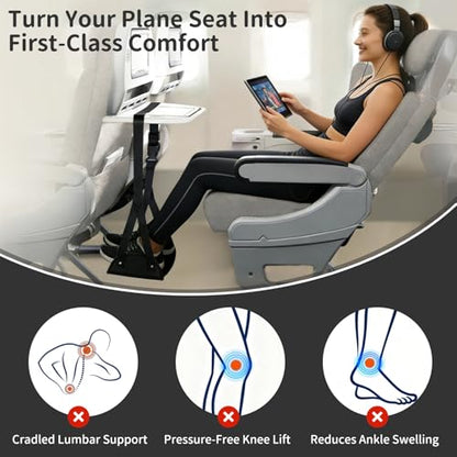 Airplane Foot Hammock for Flight, Adjustable Foot Rest Under Desk, Portable Wide Foot Support for Long Trips & Office, Travel Essentials, Best Airplane Gadgets & Travel Gifts (2 PC) - size: 2 Pack