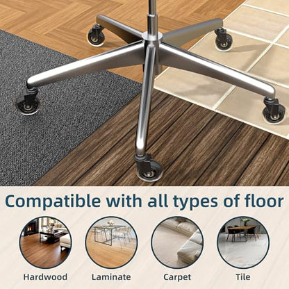 WEWILL Office Chair Wheels - Rubber Casters Replacement Universal Fit 98% Chair(Set of 5) Heavy Duty 3 Inch Smoothly & Quietly Safe for All Floor, Hardwood, Tile, Carpet, Noise Free - Clear - color: Clear