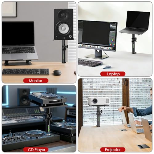 Pair of Desktop Speaker Stands 9"-14" Clamp Studio Monitor Stands | Height Adjustable, Clamp-on, Desk Mount Speaker Riser, Home Audio - size: Basic
