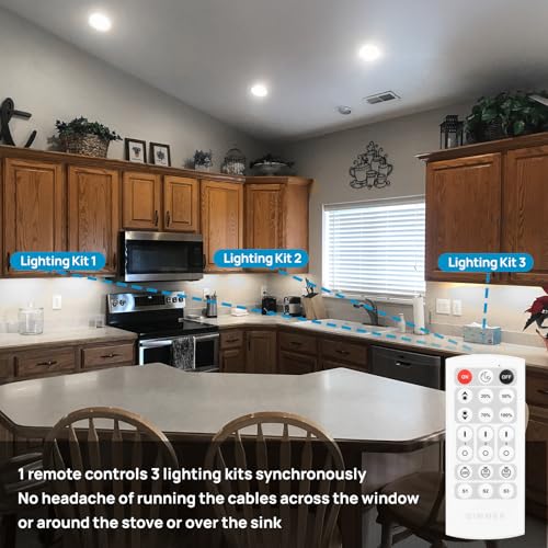 Under Cabinet Lighting Kit Plug in 21W 4000K Dimmable with Remote | Super Bright. 1 Remote Controls Multiple Light Kits Synchronously. For Kitchen Cabinet, Over Counter, Shelf. Cool White 4000K - color: Cool White 4000K
