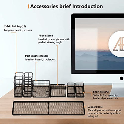 Topwey 7 in 1 Desk Organizer and Accessories | School, Home, Office - color: Jet Black