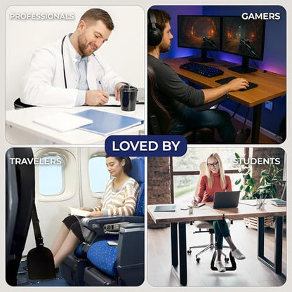 Ergonomic Foot Hammock & Arm Rest for Desk - Memory Foam Footrest Under Desk with Adjustable Elbow Support for Office Work & Gaming | Comfort Set for Everyday Relief