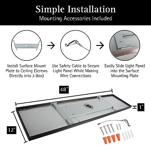 UltraLux 1x4 Surface Mount LED Panel TRIAC Dimmable 3CCT Matte Black 1Pk | 3000 lumens, 120-degree beam, CRI>80, aluminum build, damp-rated, fits junction boxes, over 50,000 hours, 5-year warranty - color: Matte Black, size: 1X4 (1 Pack)