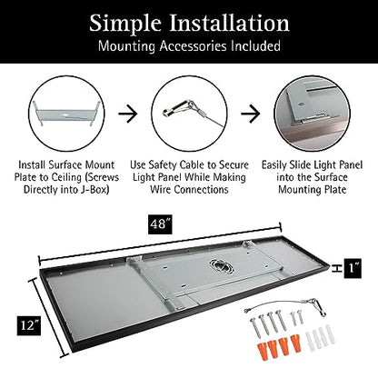 UltraLux 1x4 Surface Mount LED Panel TRIAC Dimmable 3CCT Matte Black 1Pk | 3000 lumens, 120-degree beam, CRI>80, aluminum build, damp-rated, fits junction boxes, over 50,000 hours, 5-year warranty - color: Matte Black, size: 1X4 (1 Pack)