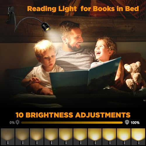 LED Reading Lights for Bed Headboard, 360° Gooseneck Zoomable Clip Light - color: 1 Pack