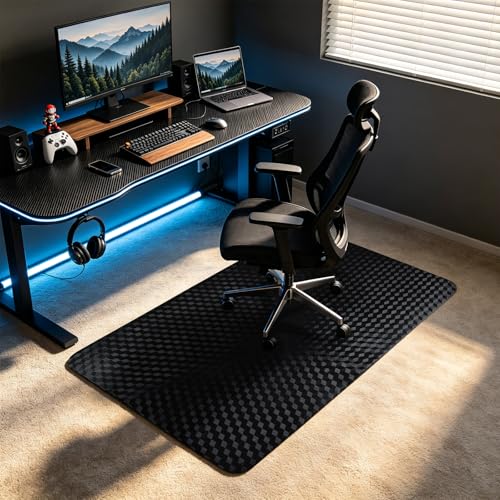 Chair Mat for Low Pile Carpet 36" x 48" PVC Office Carpet Protector, Black - size: 36" x 48" Black (for low-pile carpet)